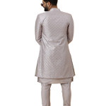 Handmade Lilac Geometrical Sequin Embroidered Open Sherwani with Kurta-Pajama Set | Father Son Combo | Jaipurio Collection